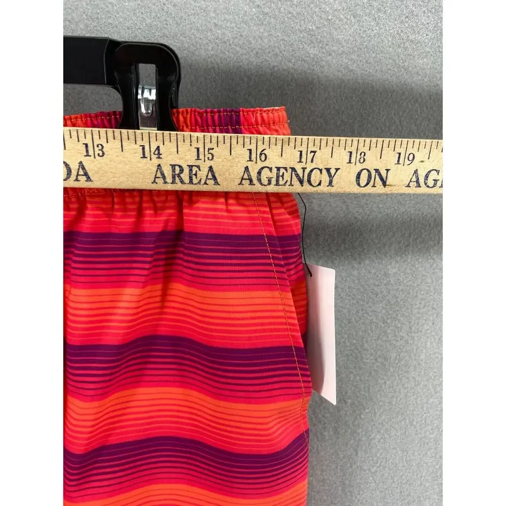 NWT Devereux‎ Board Shorts Mens Sz L Orange Stripe Athletic Stretch Water Swim